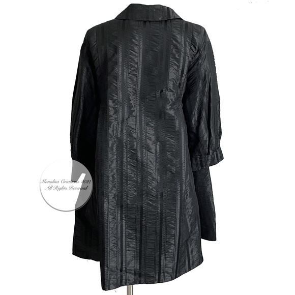 Galanos Swing Coat Black Striped Satin Evening Wear Vintage Formal Rare - Picture 8 of 9